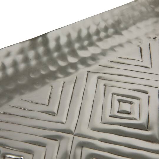 Hello Honey® 20" Antique Silver Finish Decorative Aluminum Tray with Geometric Design
